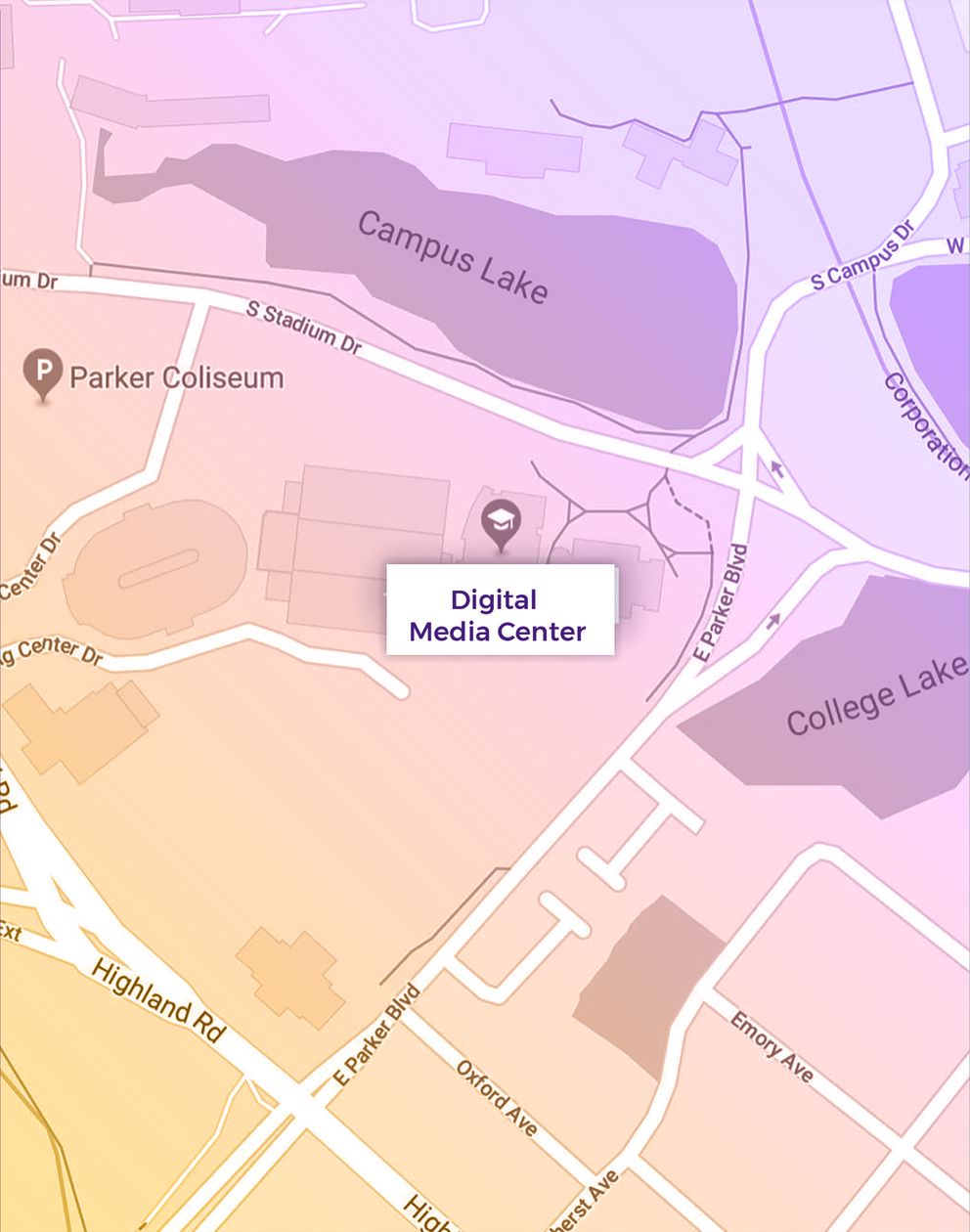 map for Digital Media Center at LSU